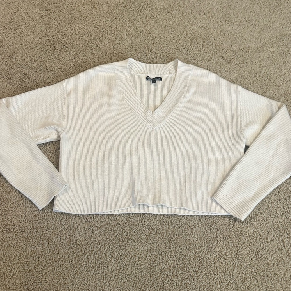 Kendall & Kylie Cream Ribbed Sweater